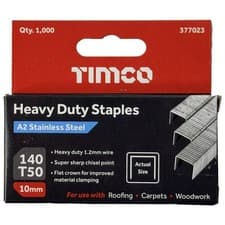 Image of TIMCO Heavy Duty Staples A2 Stainless Steel 1000 Pack Type G 140 T50 Choose Size