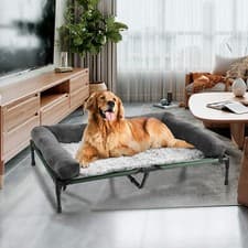 Image of BingoPaw Large Orthopaedic Elevated Pet Dog Bed Raised Sofa With Warm Fleece Mat