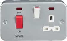 Image of Knightsbridge Metal Clad 2G 45A DP Cooker Switch and 13A Switched Socket Neon