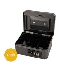 Image of Cathedral Products 6-Inch Black Steel Cash Box with Combination Lock