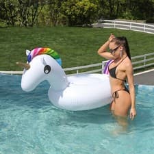 Image of Inflatable Unicorn Pool Float, Giant Swimming Seat Lounger for Kids and Adults