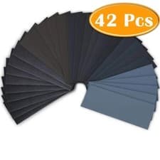 Image of 42-Pc Wet Dry Sandpaper Assortment 120-3000 Grit for Wood & Auto