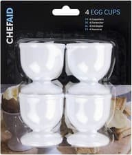 Image of 4x Chef Aid Plastic Kitchen Cooking Boiled Egg Cups Dishwasher Safe - White