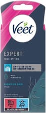 Image of Veet Expert Facial Wax Strips for Sensitive Skin 20 Strips + 4 Wipes Hair Remova