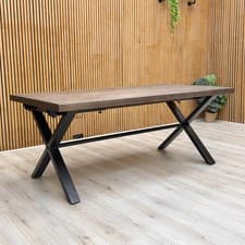 Image of Furniture Village ‘Mars’ Dark Oak Solid Oak Raw Edge 190cm Fixed Dining Table