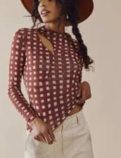 Image of Free People Abilene Mesh Top BNWT SIZE M Red