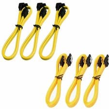 Image of 6 PACK SATA Cable Serial HDD SDD 6Gbps Data Lead Latching L Shape Right Angle UK
