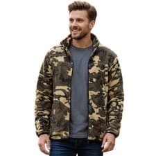 Image of Mens Camouflage Print Fleece Jacket | Full Zip Warm Outdoor Camo Top