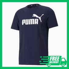 Image of Puma Essentials Big Logo Crew Neck Short Sleeve T-Shirt Mens - Navy Blue