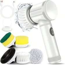 Image of Cordless Electric Spin Scrubber with 5 Replaceable Heads, IPX7 Waterproof