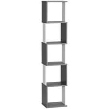 Image of HOMCOM Modern 5-Tier Bookshelf, Freestanding Bookcase Storage Shelving Dark Grey
