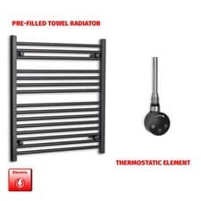 Image of 800 mm High 700 mm Wide Black Heated Towel Rail Radiator Designer Bathroom Rad