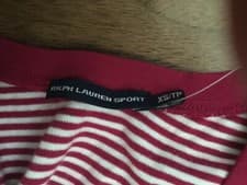 Image of Ralph Lauren Pink Strip V Neck T Shirt Size XS Brand New Authentic