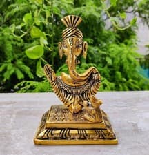 Image of WC Lord Ganesha idol with Mouse Figurine for Home Temple mandir - Ganesh Statue