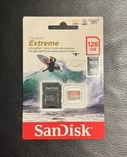Image of SanDisk Extreme Micro SDXC UHS-1, 128GB Card + Adapter (New).
