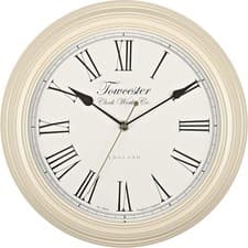 Image of Vintage Wall Clock 30cm Silent Quartz Cream Metal Classic Roman Numeral Decor
