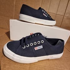 Image of Superga Women's UK6 Cotu Classic Trainers in Navy/White, Work/Holiday/Gym Shoes
