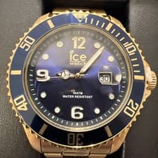 Image of Ice-Watch Ice Steel XL Blue Dial Gold Tone 44mm Mens Watch Two Years Warranty