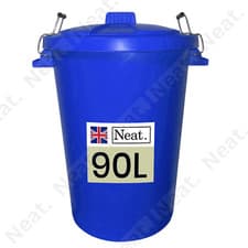 Image of 90L Extra Large Plastic Dustbin with Metal Handle & Lid for Rubbish Recycling