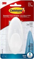 Image of 3M Command Large Bath Towel Hook, Frosted, 5 lb  