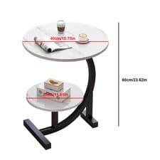 Image of 2 Tier Small Sofa Side Table Coffee End Round Black Table Living Room Bedroom UK