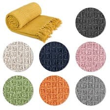 Image of Throw Blanket for Sofas Bed Runner Honeycomb Waffle Soft Cotton Honeycomb