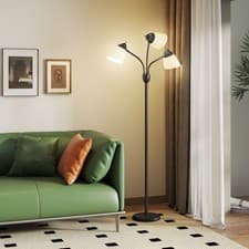 Image of Arc Tree Floor Lamp with 3 Adjustable Rotating Lights for Bedroom Living Room