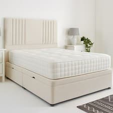 Image of Milan Plush Velvet Upholstered Lift Up Ottoman Divan Storage Bed with Headboard