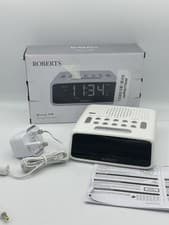 Image of Roberts Ortus FM Clock Radio Alarm LED 5 Presets Snooze Large Display White