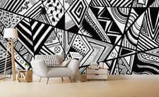 Image of 3D Abstract Art Grey Wallpaper Wall Mural Removable Self-adhesive Sticker