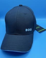 Image of Brand New Hugo Boss Navy Blue Logo Baseball Cap/Hat Adjustable One Size