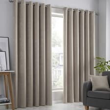 Image of Strata Natural Curtains - 2 Panels, 66"X90" (168X229Cm) - Eyelet, Natural Linen