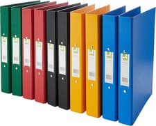 Image of A4 2 Ring Binder Polypropylene - Assorted, Pack of 10