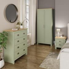Image of Sage 3 Piece bedroom set 2 Door Wardrobe Bedside cab 4 drawer chest Lancaster