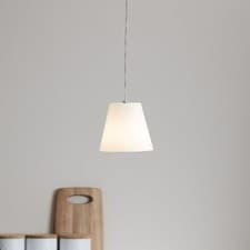 Image of Pendant Ceiling Light Syenite White Plastic Chrome Effect Fitting E27 D160mm