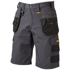 Image of DeWALT Cheverley grey rip-stop cargo holster multi-pocket work shorts