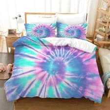 Image of Tie Dye Watercolor Colorful Duvet Cover Bedding Set Quilt Single Double Gifts UK
