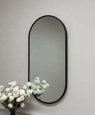 Image of 40x80cm Black Alu Scandi Modern Pill Aluminium Thin Framed Wall Mirror - Oslo