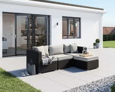 Image of Rattan Direct Florida Black & Vanilla 4 Piece Corner Garden Sofa Set RRP £699
