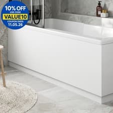 Image of Front Side Bath Panel Bathroom Modern Easy Cut 1700mm MDF White Gloss Plinth