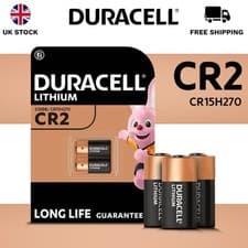 Image of 2x Duracell CR2 Lithium Photo Batteries DLCR2 ELCR2 CR15H270 Long Expiry
