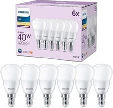 Image of Philips LED Frosted P45 Golf Ball Light Bulb 6 Pack [Warm White 2700K - E14 Smal