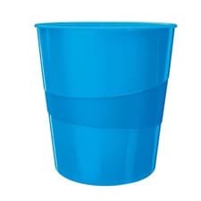 Image of Leitz 15 Litre Waste Bin, Plastic, Wow Range, Metallic Blue