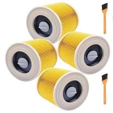 Image of 4x Cartridge Filter for Karcher WD WD2 WD3 Series Wet & Dry Vac Vacuum Cleaner