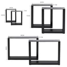 Image of 2PCS Black Industrial Metal Table Legs Stand Desk Bench Square Trapezium Frame