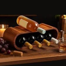 Image of Free Standing Wood Wine Rack Storage,8 Wine Bottle Holder Stand,Countertop UK