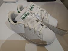 Image of Kids adidas Advantage Base 2.0 Shoes in White/Green / 11.5k UK