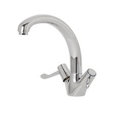 Image of Kitchen Tap Monobloc Mixer Chrome Double Lever 1/4 Turn Brass Modern Faucet