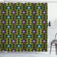 Image of Flowers Shower Curtain Blue and Purple Blossoms