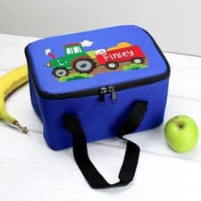 Image of Personalised Tractor Blue Lunch Bag | Birthday Gift | Back to School